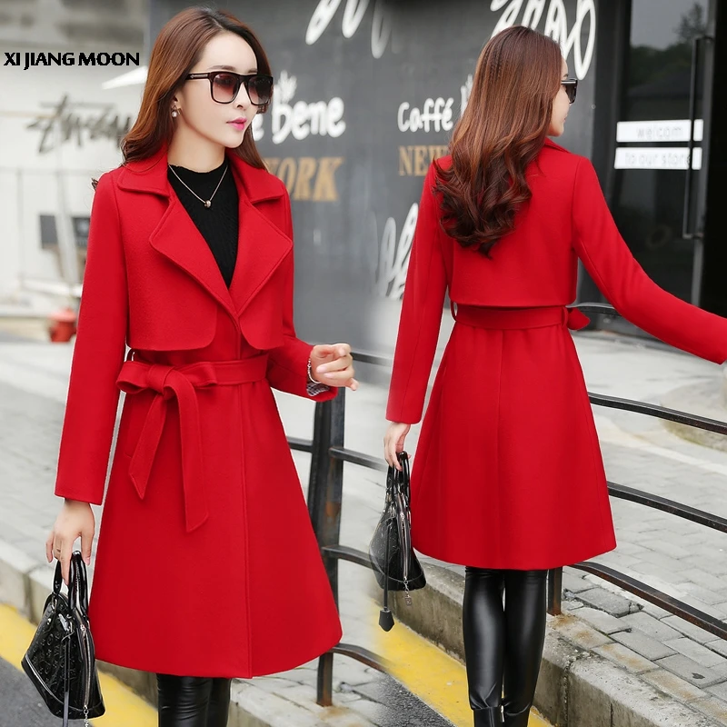 Manteau De Veste Et Army W1416 Sexy Laine rose Épais rouge 2017 Green Mode Automne Nouvelles Mince Longue D'hiver Hiver Femmes vq4Xwpxf