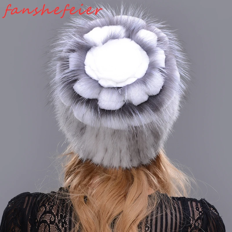 FANSHEFEIER Новая женская меховая шапка женская зимняя Лыжная шапка теплая защита ушей норка и шапка из меха лисы волосы ручной работы
