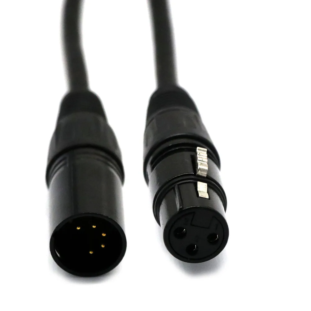 

5-Pin Male to 3-Pin Female XLR Turnaround DMX Audio Cable 50cm YE-Hot