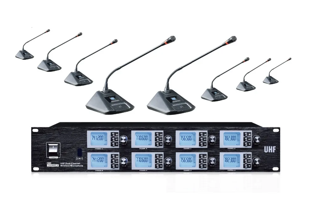 Professional 8 Channel Wireless conference microphone System in