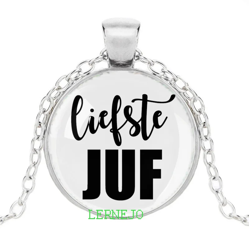 VOOR DE Liefste Juf leukste Meester Glas Ketting Ожерелье Подвеска крутящий момент bedankt juf подарок