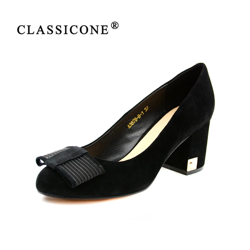 

CLASSICONE shoes woman Genuine leather Butterfly-Knot Spring/Autumn fashion Round toe Pumps Free shipping