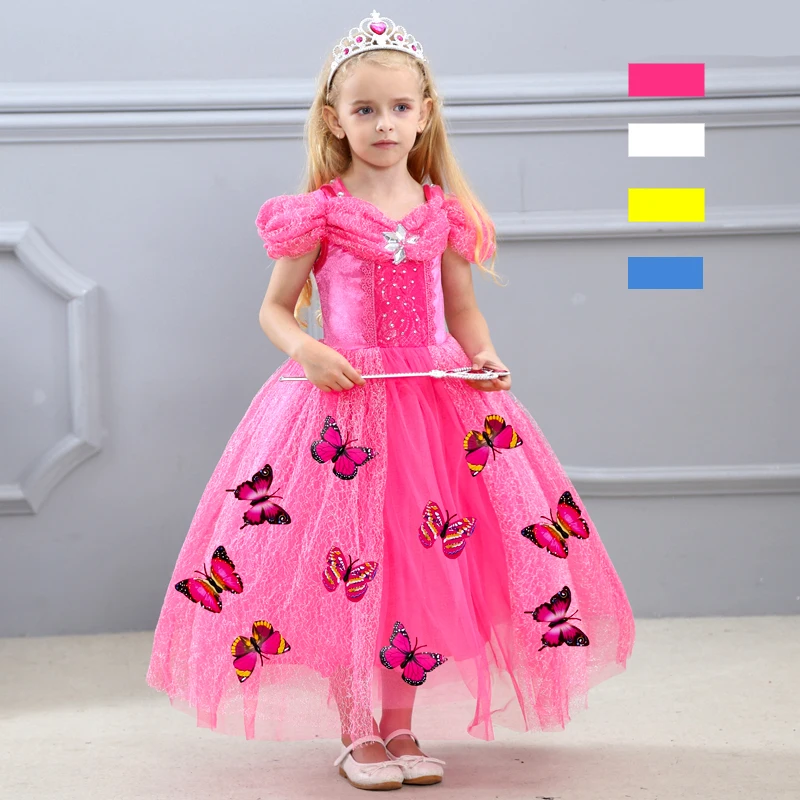 

Fantasia Child Princess Dress Girls Birthday Party Costume Kids Fancy Cinderella Sleeping Beauty Aurora Belle Butterfly Dress