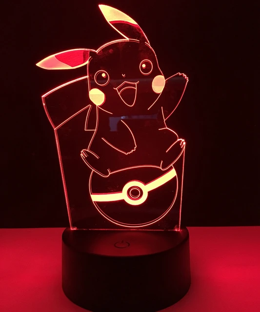 Pokemon Pikachu 3D Night Light night lamp Led Happy Pokemon Pikachu Veilleuse Color Change