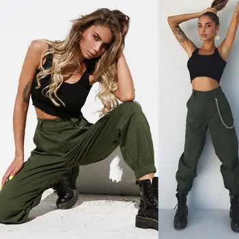 

2019 summer new trend chic loose beam chain design overalls trousers casual pants