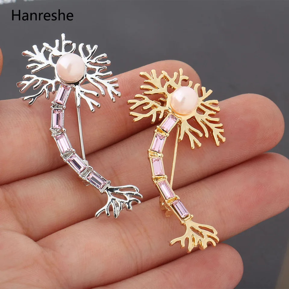 RUIZHEN Medical Nerve Cell Corsage Lapel Pin – Silver Science Jewelry For Nurses, Doctors, Biology Lovers