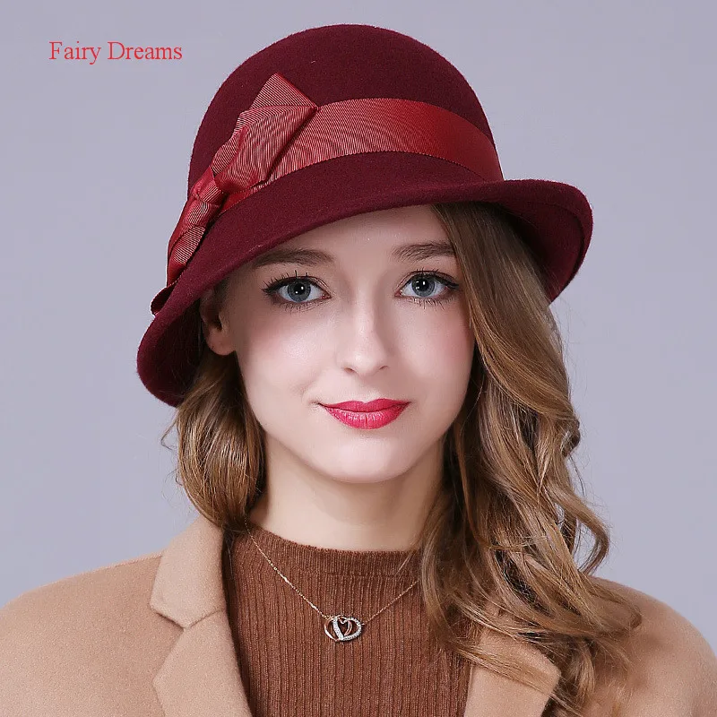 Fairy Dreams Woolen Panama Caps Autumn Winter Women bucket Hat Warm
