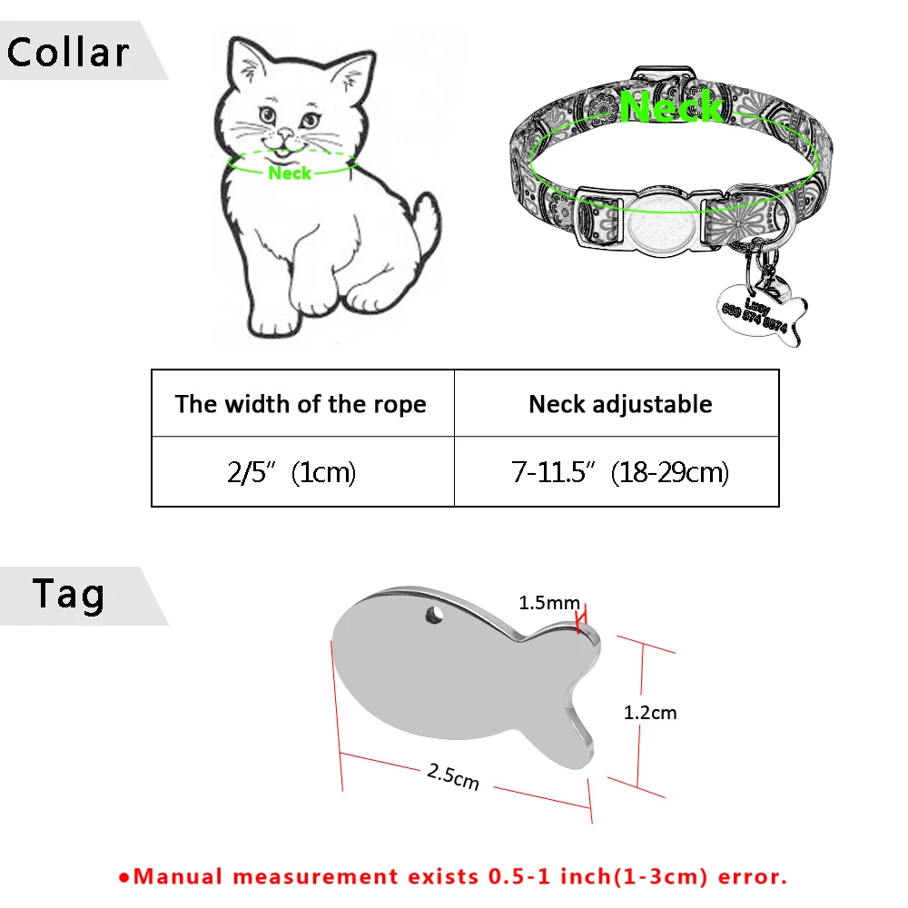 Быстроразъемный ошейник для кошки с колокольчиком, персонализированный ошейник для котенка, безопасное ожерелье для кошек, Выгравированная идентификационная табличка