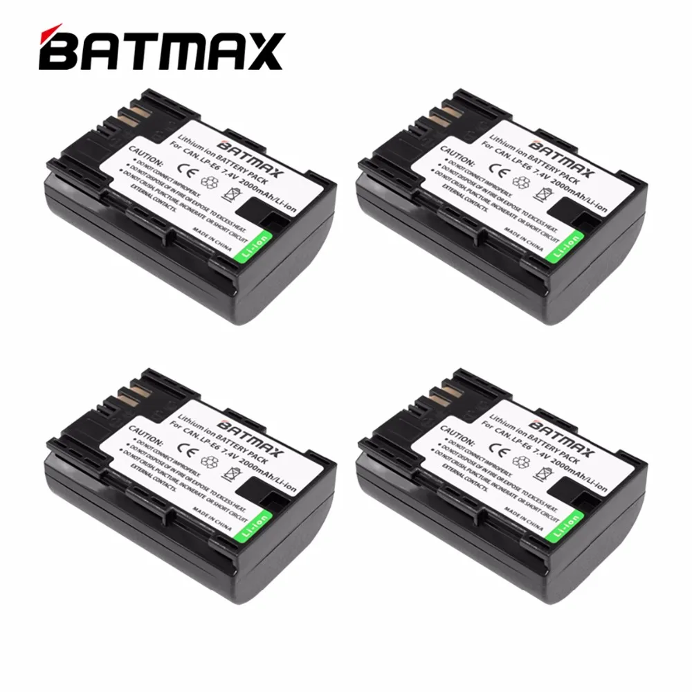 

4 Pcs/lots High Capacity LP-E6 LP E6 Batteries LP E6 bateria for Canon EOS 5D 5D2 5DS R Mark II 2 III 6D 60D 60Da 7D 7D2 70D 80D