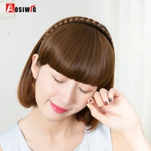 Синтетические челки тупые челки с плетеная резинка для волос 8 цветов натуральные термостойкие челки наращивание волос AOSIWIG