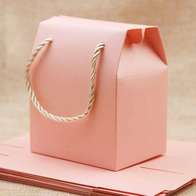 Bolsas de regalo rosas/moradas/beige con asas Cajas de caramelos de cartón  para bodas, hermoso matrimonio, caja de regalo para envolver con asa,  cadena de 20 piezas|Envase y exposición de joyería| - AliExpress