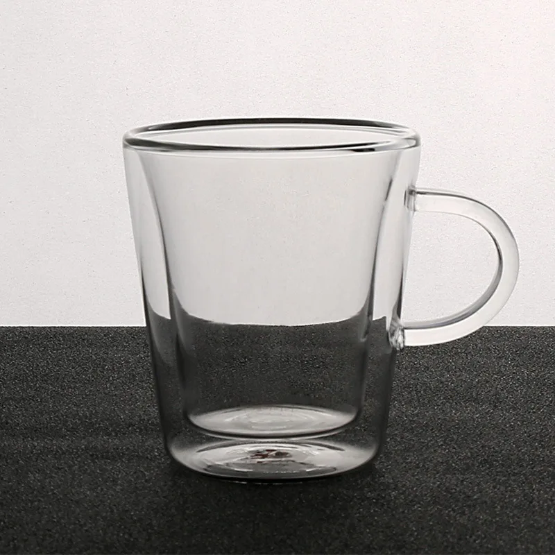 200 мл креативная двойная термоизолированная кофейная чашка с прозрачным стеклом Континентальная кофейная кружка Бытовая чашка для сока чашка для кофе