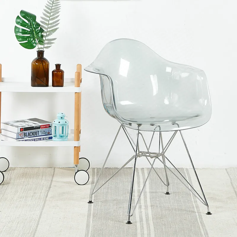 Креативный подлокотник, стул для отдыха, пластиковый Кристальный прозрачный обеденный стул, простой современный модный кофейный магазин, офисное кресло Dotomy - Цвет: Цвет