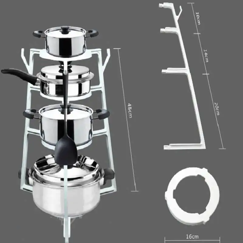 

Multi-layer Plastic Vertical Multi-function Pot Rack Kitchen Storage Simple Combination Home Kitchen Cookware Tool Accessories