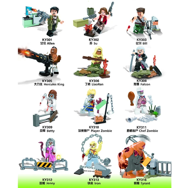 Best Offers 12pcs/set Zombie Army Resident Evil Figure Set Biochemical Nemesis Alice SWAT Building Blocks Model Kits Bricks ToyS FOR 