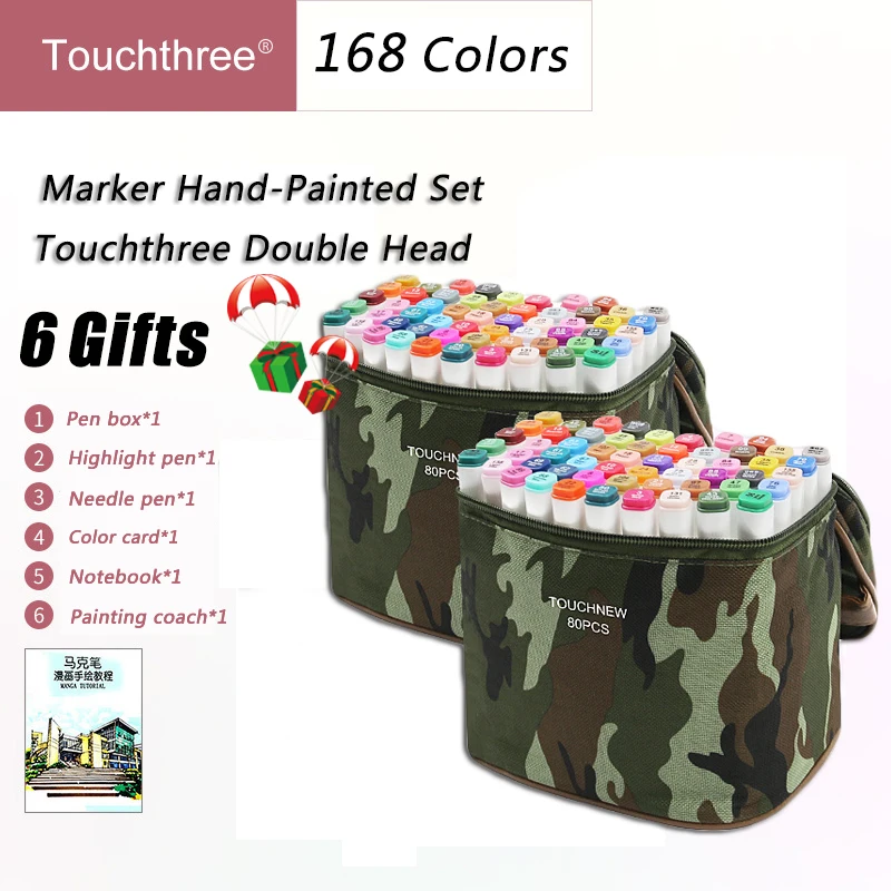 

Touchthree 168 Colors Markers Set Markers Alcohol Based Double Headed Dual Brush Markers Manga Drawing Pens Art Supplies Markers