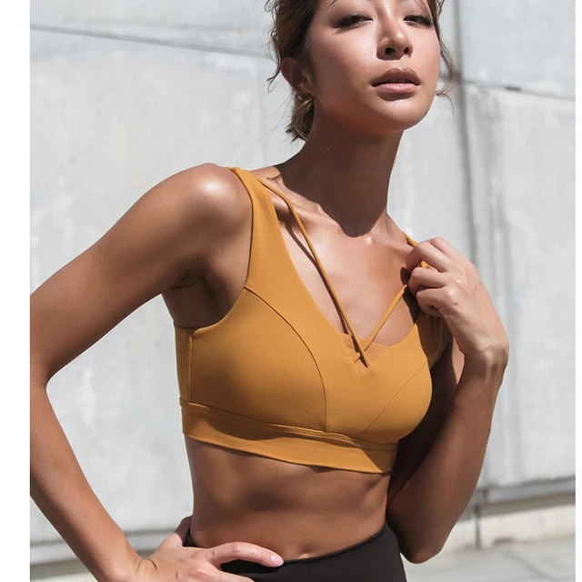 Sport Bra Top High Impact Strappy Workout Bra Sexy Cut Out Yoga Top Activewear Padded Sports Wear For Women Gym 3