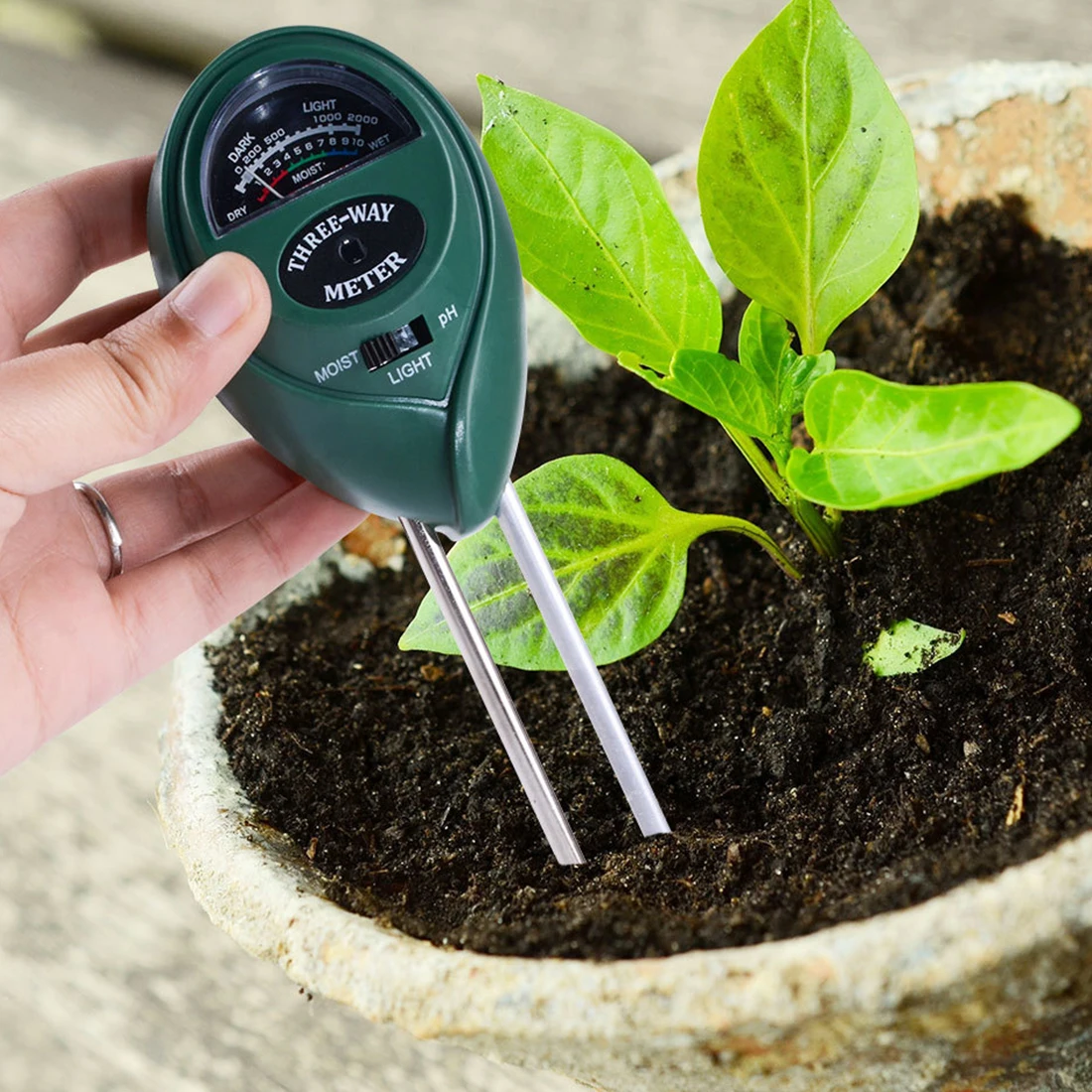 

Soil PH Water Moisture Mter 3 in 1 Acidity Humidity Sunlight Garden Plants Flowers Moist Tester Instrument Tool