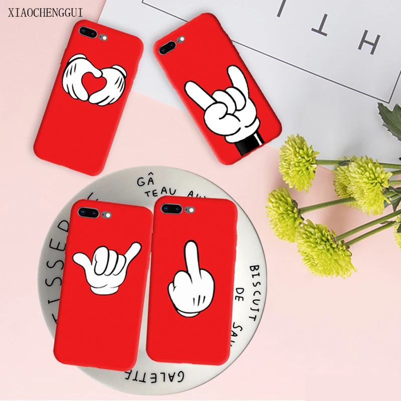 

Mickey Mouse Hand Gesture Pattern Soft Silicone Phone Case Coque Fundas For iPhone 5 5s SE 6 7 8 plus X XS XR Max cover