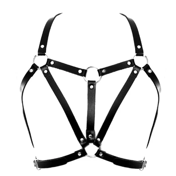 

Leather Body Harness Bra Bondage Women Sexy Top Cage Frame Strap Punk Goth Fetish Lingerie Plus Size Festival Rave wear