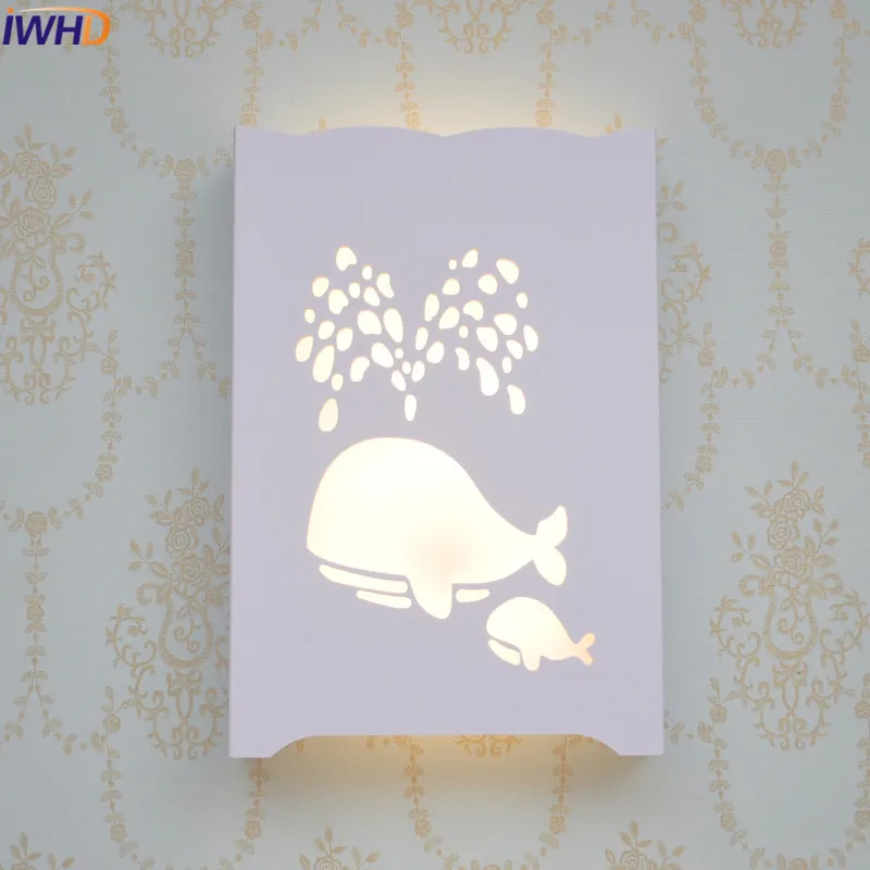 

IWHD Lovely Whale LED Wall Lamp Acrylic Modern Simple Wandlamp Fixtures Bathroom Light Kid's Room Applique Murale Luminaire