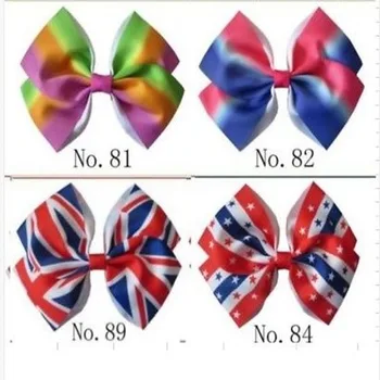 

20 BLESSING Girl 6.5" Angel Hair Bow Clip Rainbow National Flag Hairbow