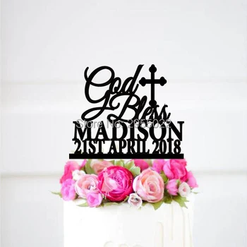 

Personalised Gold bless Cake Topper -Baptism Gift,new born cake topper,