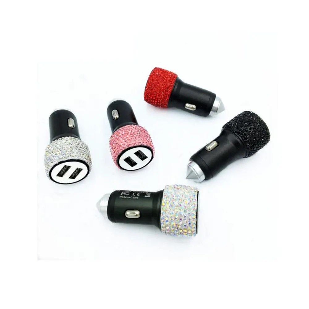 1 шт., автомобильное зарядное устройство с двумя usb-портами, блестящие стразы ручной работы, хрустальные Автомобильные украшения для быстрой зарядки, автомобильные Декорации для IOS Android