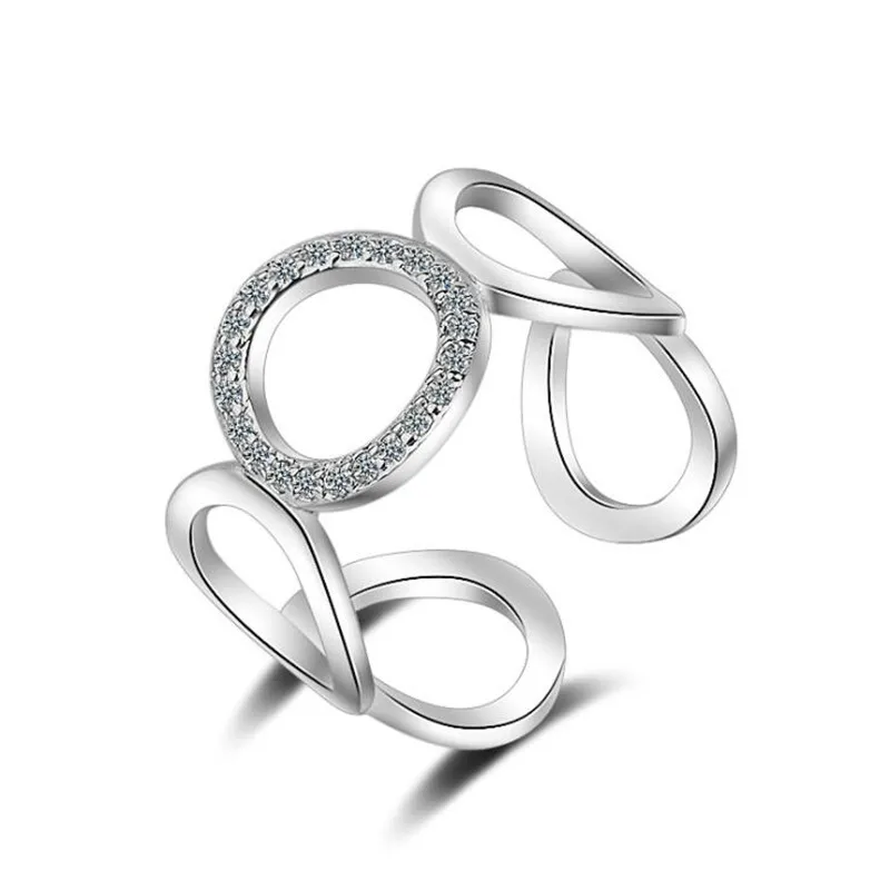925 пробы Серебряное кольцо для женщин модное мозаичное CZ циркониевое кольцо с изменяемым размером кольца bague anillos anel femme S-R219 - Цвет камня: Silver