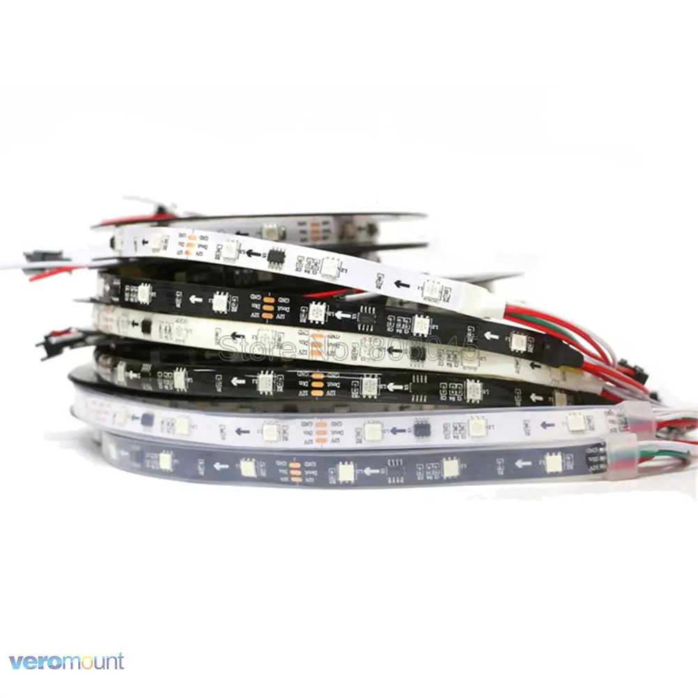 #Best WS2811 5050 RGB LED Strip 12V 5M 150 LED White Black PCB, 2811 Pixel LED Strip Addressable Digital Tape Ribbon