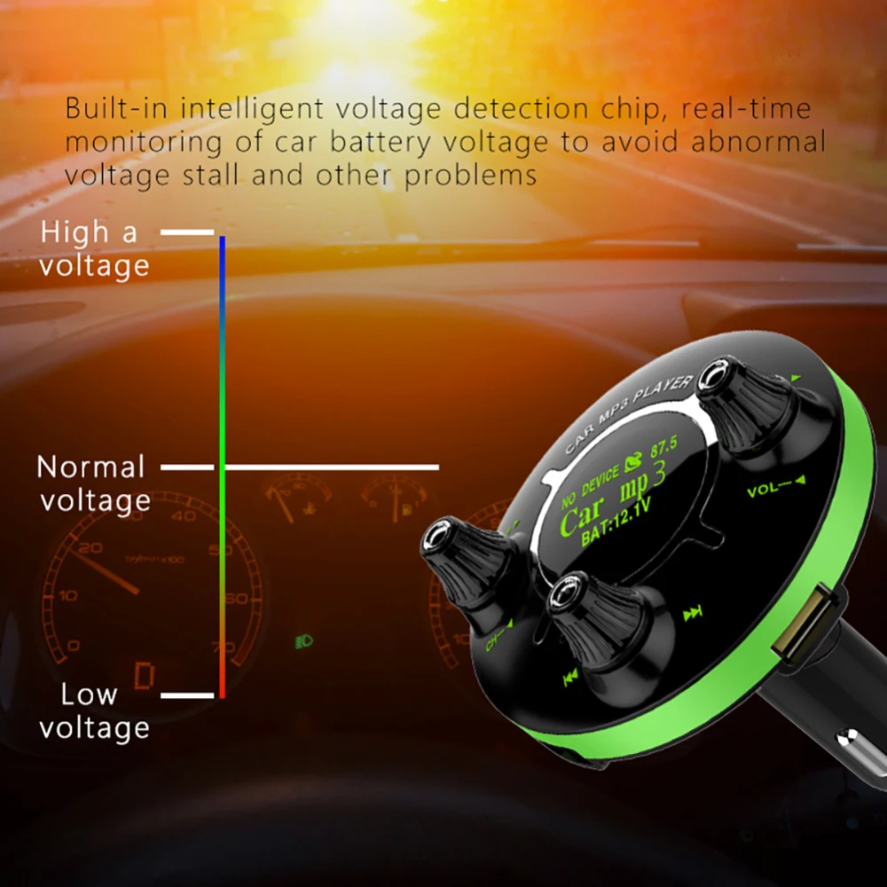 Bluetooth 4.0 Car Transmitter Wireless Audio Player for Dual-AUX Dual-USB Subwoofer Mp3 Player With Microphone Tf Card Slot Aux