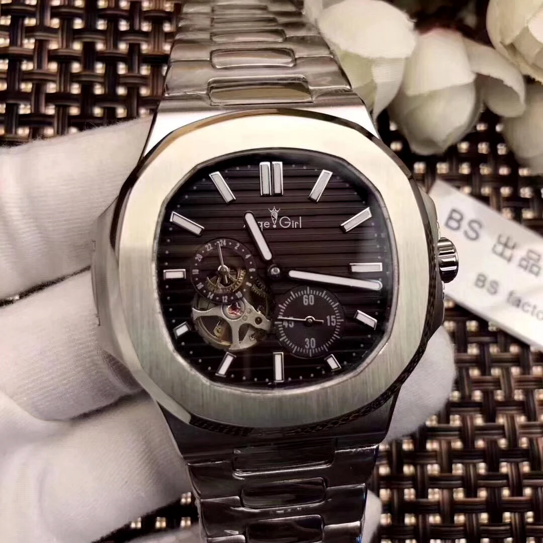 

Luxury Brand New Automatic Mechanical Men Watch Sapphire Rose Gold Tourbillions Watches Silver Black Blue Jumbo Skeleton watch