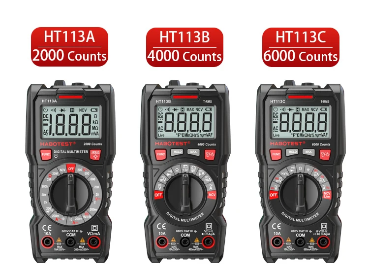 HABOTEST HT113A/B/C цифровой профессиональный мультиметр DC/AC Измеритель Напряжения тока ручной цифровой мини мультитестер Амперметр NCV