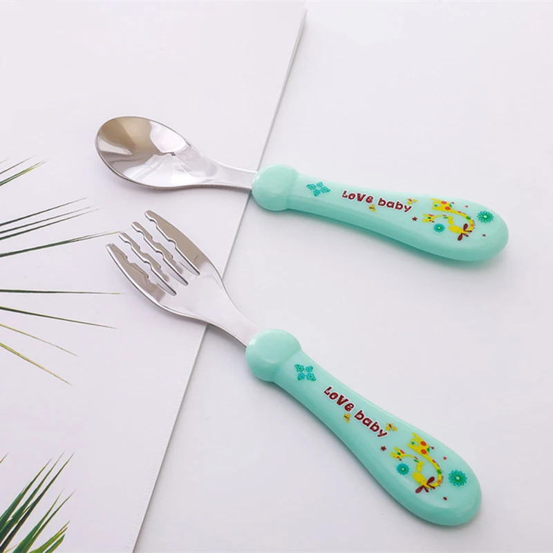 2Pcs Baby Tester Tableware Dessert Spoon For Children Feeding Spoon Fork Baby Gadgets Feeding Kid Children's Cutlery For Kids