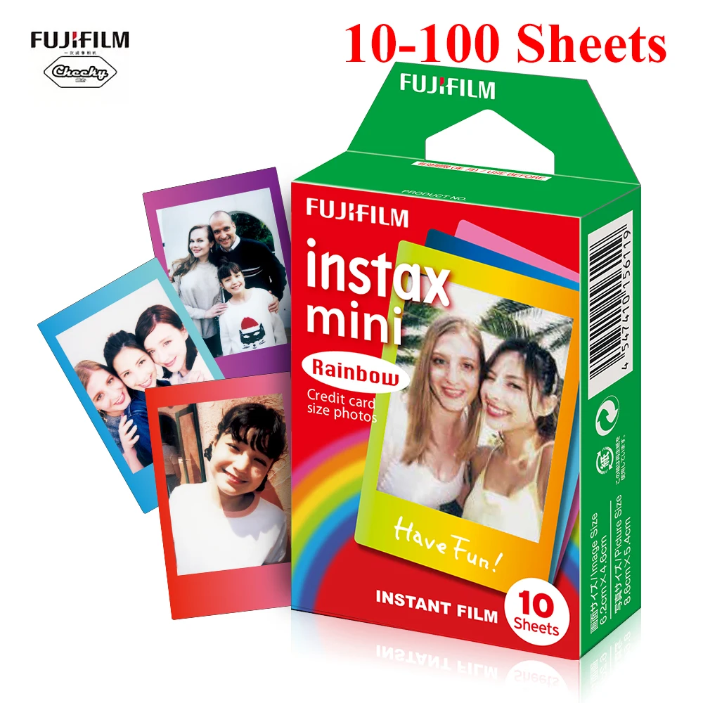 Оригинальная пленка Fujifilm Instax Mini 8 Rainbow Fuji мгновенная пленка 10-100 листов для Fujifilm Instant mini 7s 9 25 50s 90 пленка для камеры