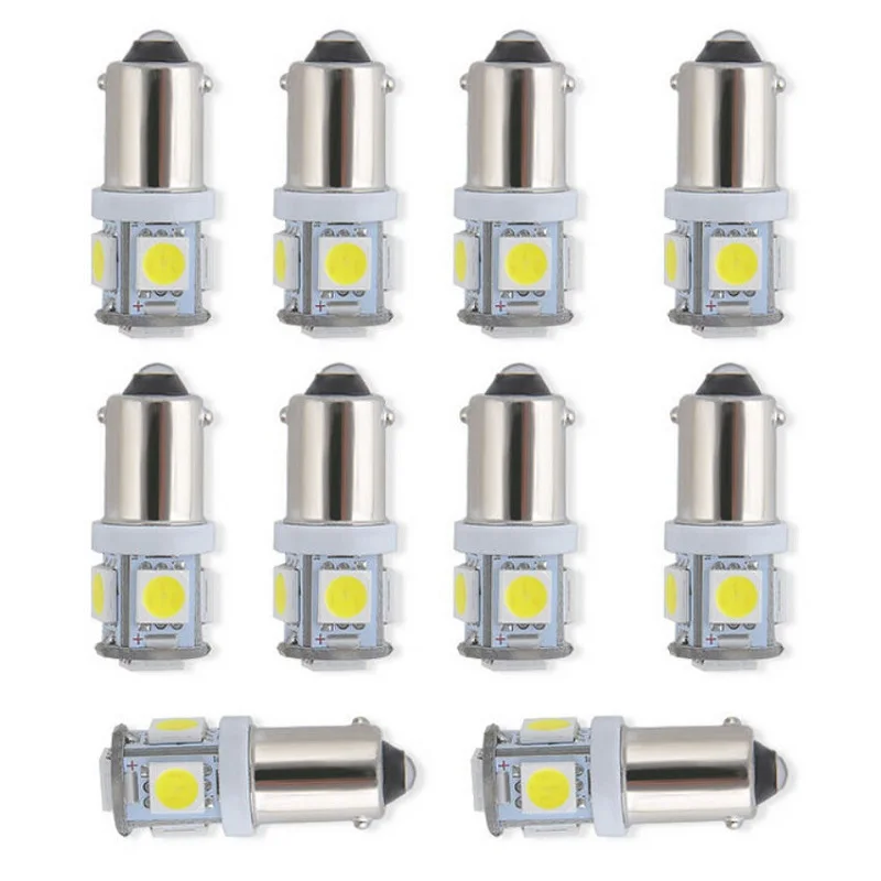 10 шт. BA9S 5050 5SMD светодиодный автомобиля подсветка приборной панели Белый DC12V фонарь освещения номерного знака, лампа для чтения задние габаритные огни