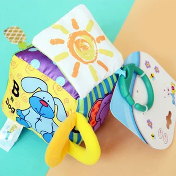 

05 Baby Infant Building Blocks Cube Rattles Cloth Soft Doll Plush Rattle Early Educational Handbell Developmental Mobile Toys