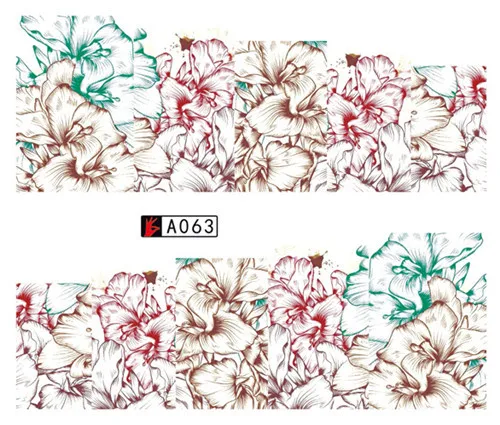 

17 Designs Watermark Nail Art Decoration Water Decal Flower Sticker Manicure Sliders Adhesive Tip