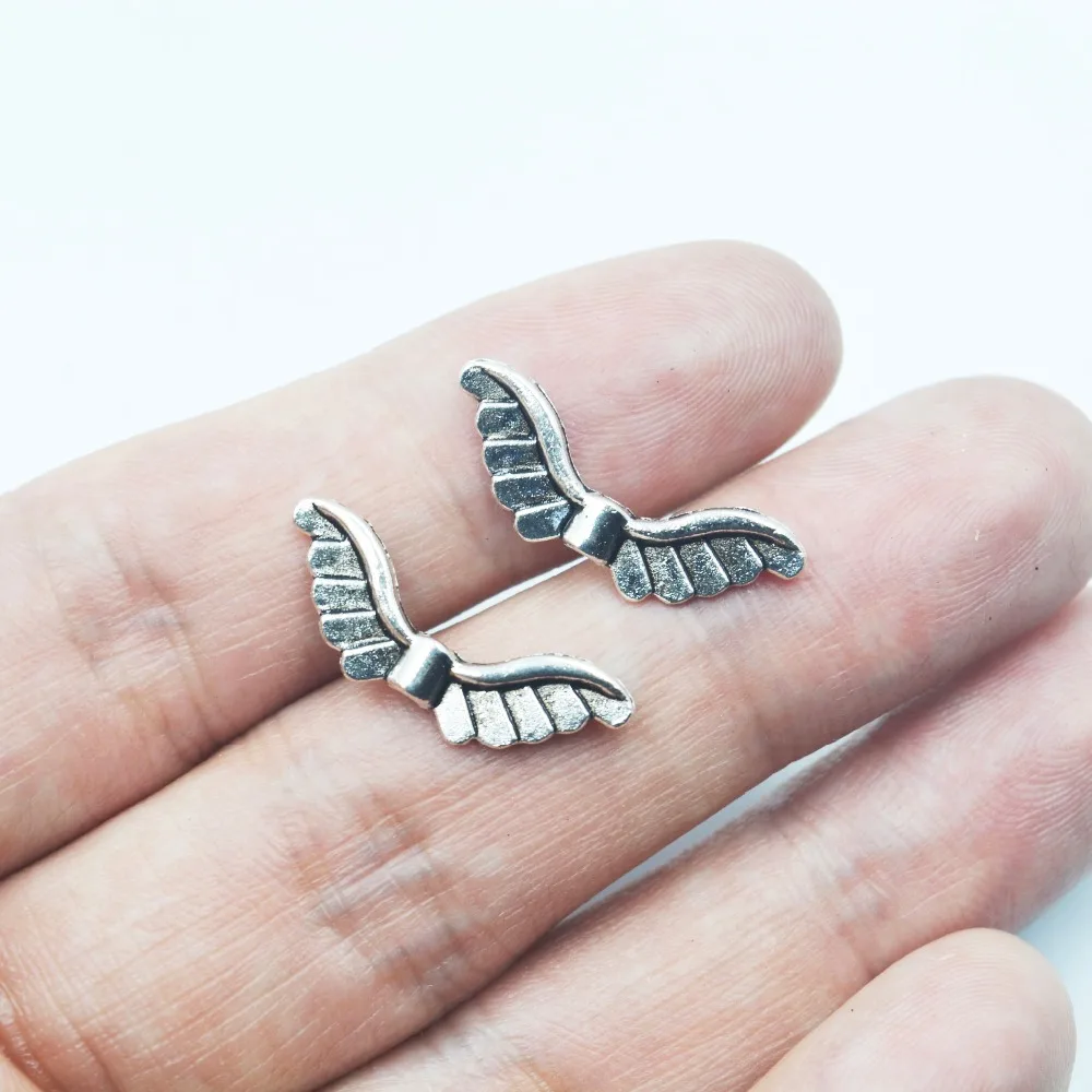 

Wholesale 100pieces Tibetan Silver Angel wings Spacer Beads For DIY Jewelry Pendant Accessories