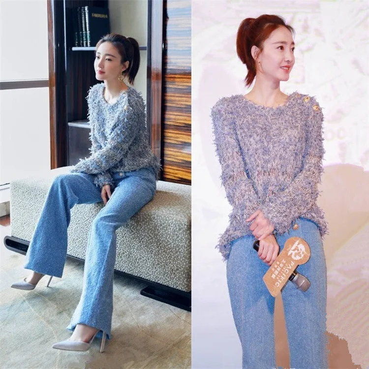 New Korean Version of Spring Dress In 2019 Is A Pure-color Self-cultivation Retro-style Bright Silk Knitted Sweater Women