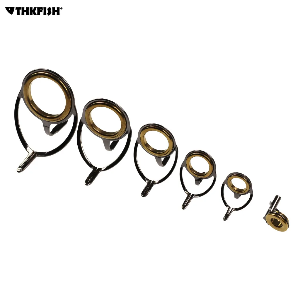 6pcs/set Fishing Rod Guides Gold Ceramic Ring Bait Casting Rod Kit