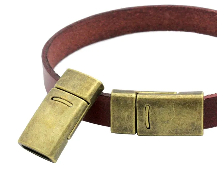 Antique Bronze 3 шт. для 10x2 кожаных лент клеевые магнитные застежки и застежка античная медь, 10 мм медные застежки для браслета 10 мм x 2 мм отверстие - Цвет: Antique Bronze