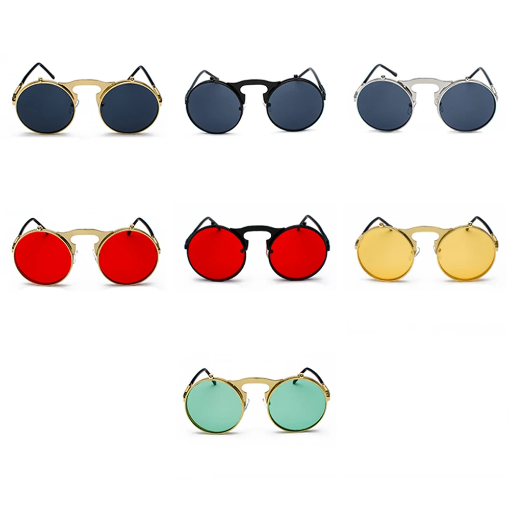 Kachawoo, круглые солнцезащитные очки, Ретро стиль, для мужчин, металлическая оправа, красные, желтые линзы, аксессуары, унисекс, солнцезащитные очки для женщин