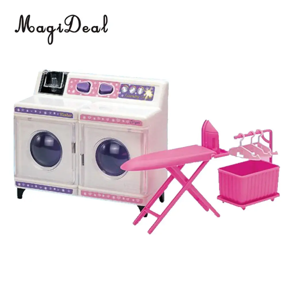 Plastic Dollhouse Washing Machine Kit Play Set for 1/6 Doll 12 Inch Action Figure Acc Furniture Decro Children Pretend Play Toy