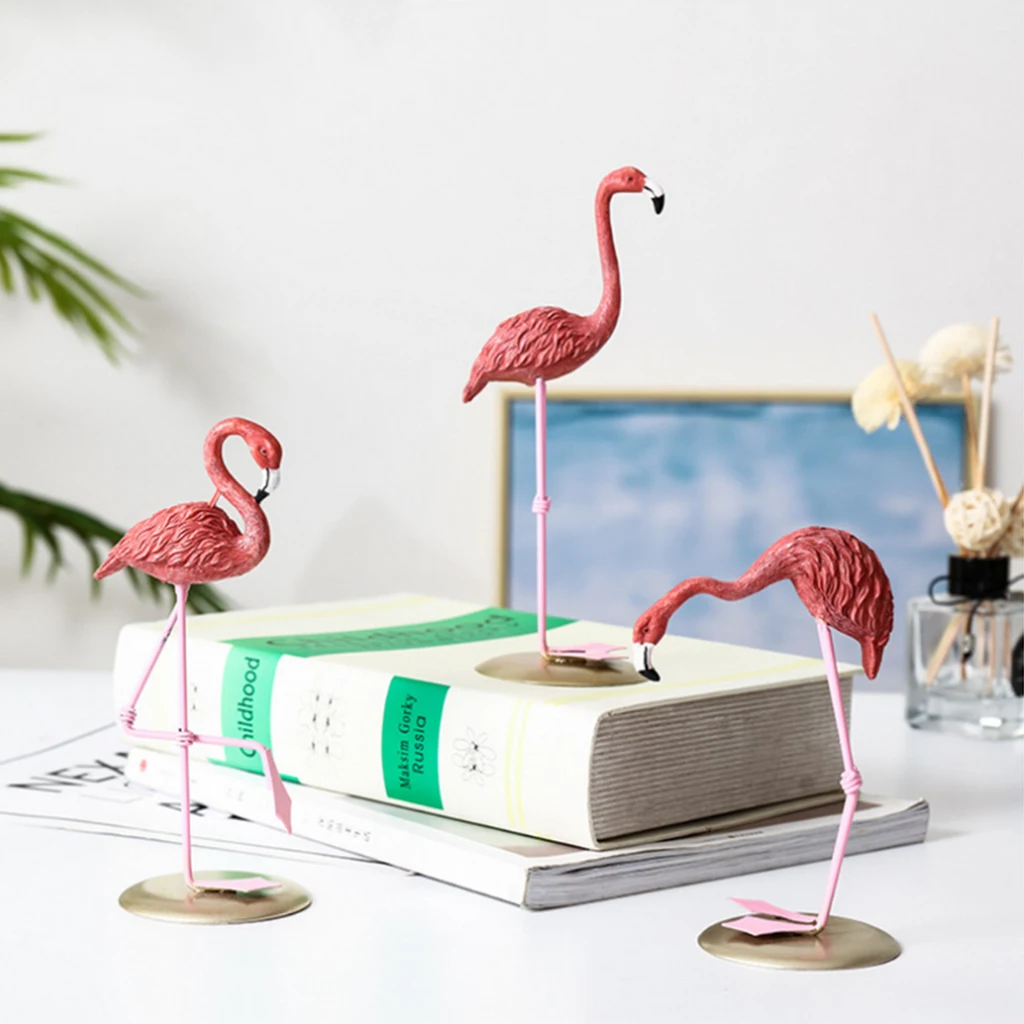 

Table Stand Pink Flamingo Birds Statue Model Ornament Figurine Birds Figure Home Decor Craft Desk Top Decor
