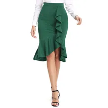 Женские летние повседневные, красивые, офисные, модные, повседневные, плиссированные, эластичные, необычные, однотонные юбки "рыбий хвост" Faldas Mujer Moda 50