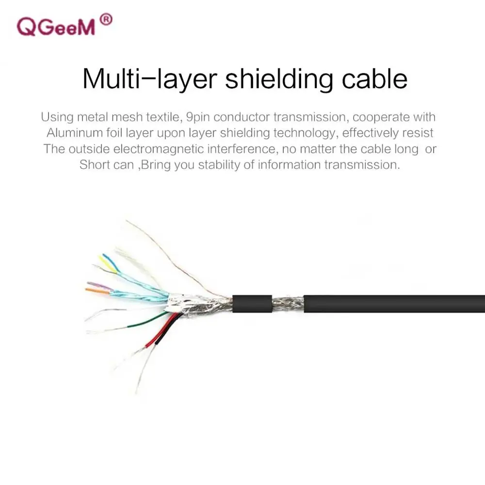 QGeeM USB Удлинительный кабель, шнур, Супер Скоростной USB 3,0, кабель для мужчин и женщин, 1 м, 2 м, 3 м, кабель для синхронизации данных, USB 2,0, удлинитель, удлинитель, USB
