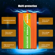 Pure Sine Wave Inverter Intelligent Control High Frequency Surge Peak Power Watt Power Inverter USB 300/500/600/800/1000/2000W