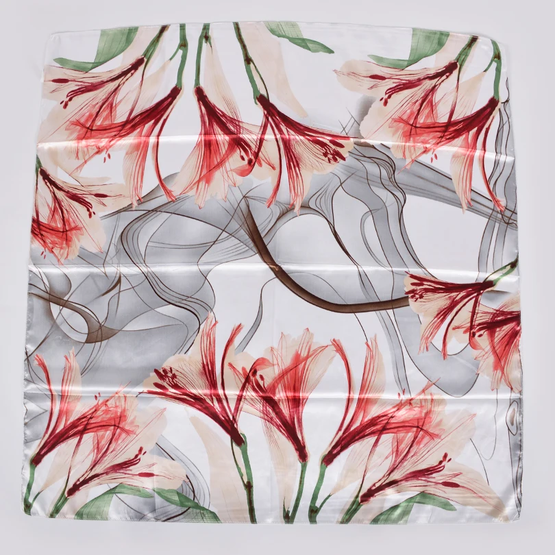 [BYSIFA] Muslim Women Head Neck Scarf Shawl 2017 Trendy Chinese Silk Square Satin Scarf 90*90cm Pink Coffee Roses Scarves Wraps 2