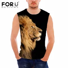 FORUDESIGNS/крутая мужская майка с 3D принтом льва, черные жилеты для мужчин, жилет для бодибилдинга, фитнеса, облегающая мягкая мужская майка